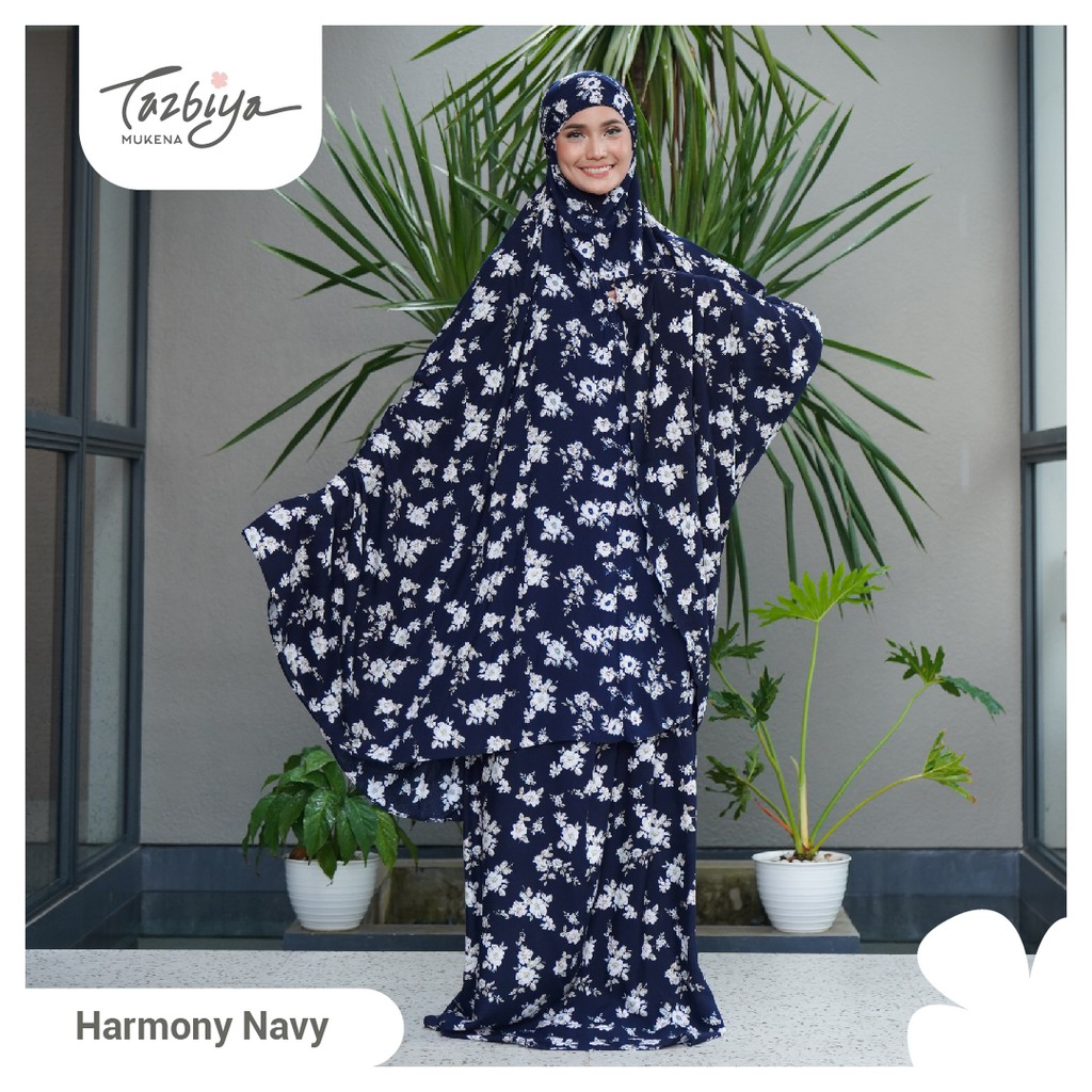 MUKENA TAZBIYA ALLOVER HARMONY NAVY Mukena Jumbo