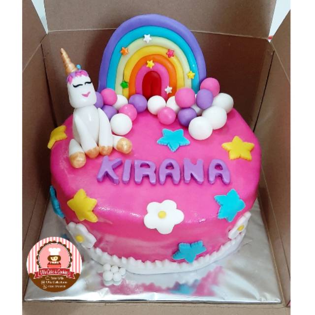 Unicorn Birthday Cake fondant Kue Ulang Tahun Unicorn Kue Ultah anak