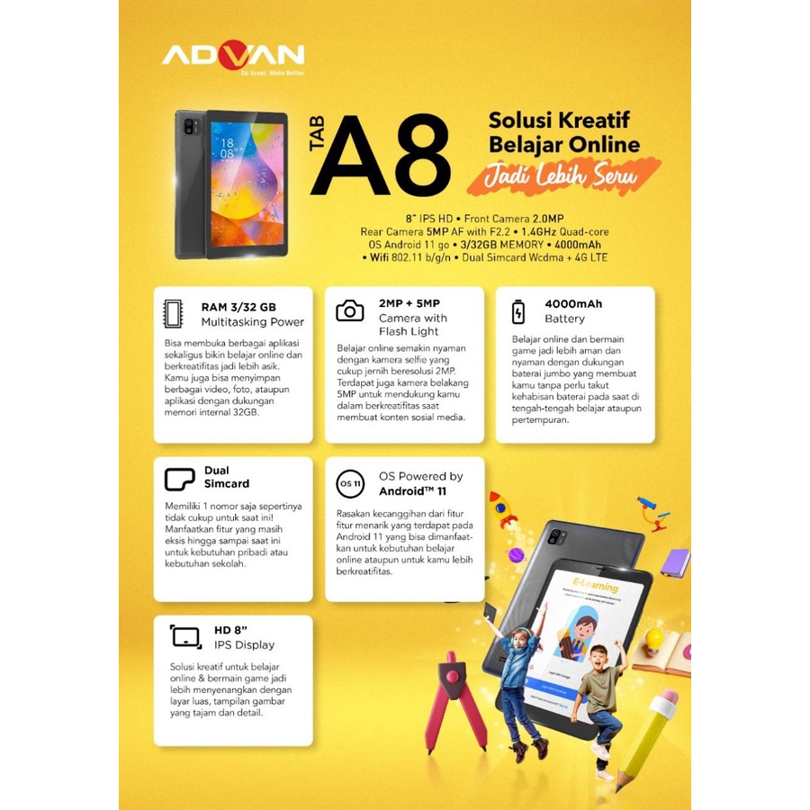 Tablet Advan Tab A8 3/32 Garansi Resmi