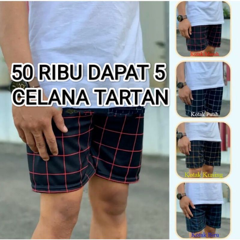 CELANA PENDEK PRIA TARTAN SABLON MURAH HITS KEKINIAN TERBARU