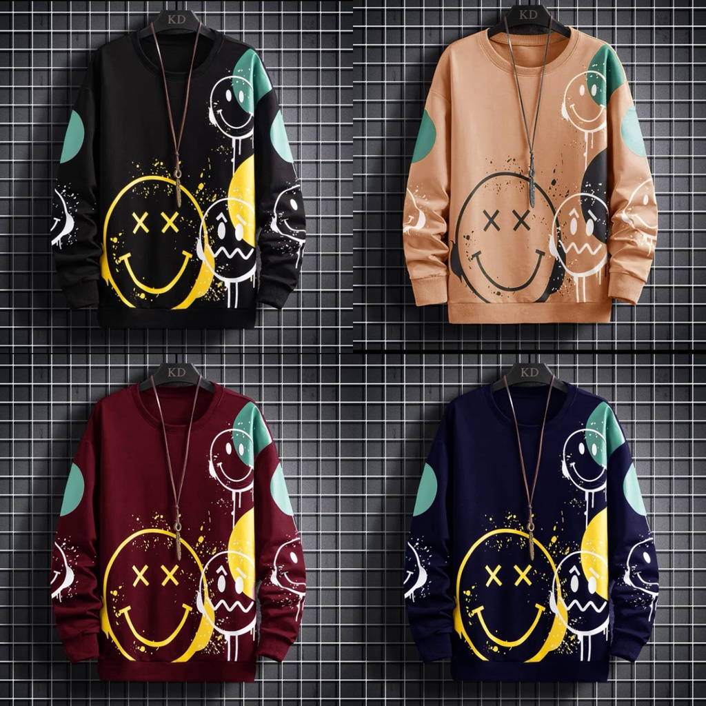 Asgard777 - BAJU SWEATER SMILE / atasan lengan panjang / sweater terbaru / baju pria terlaris