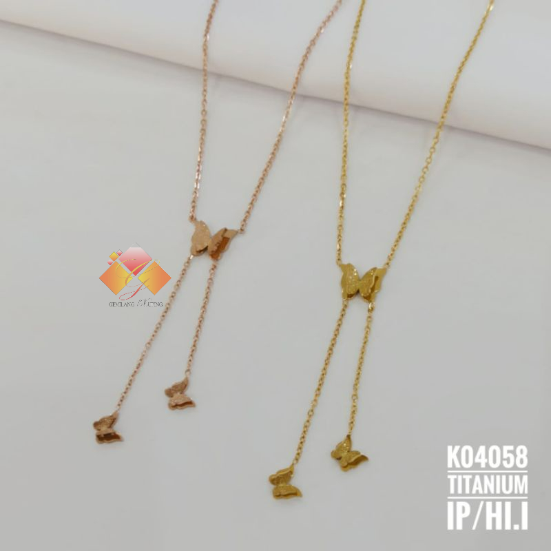 Kalung Titanium Kupu Jurai Warna Gold K04058