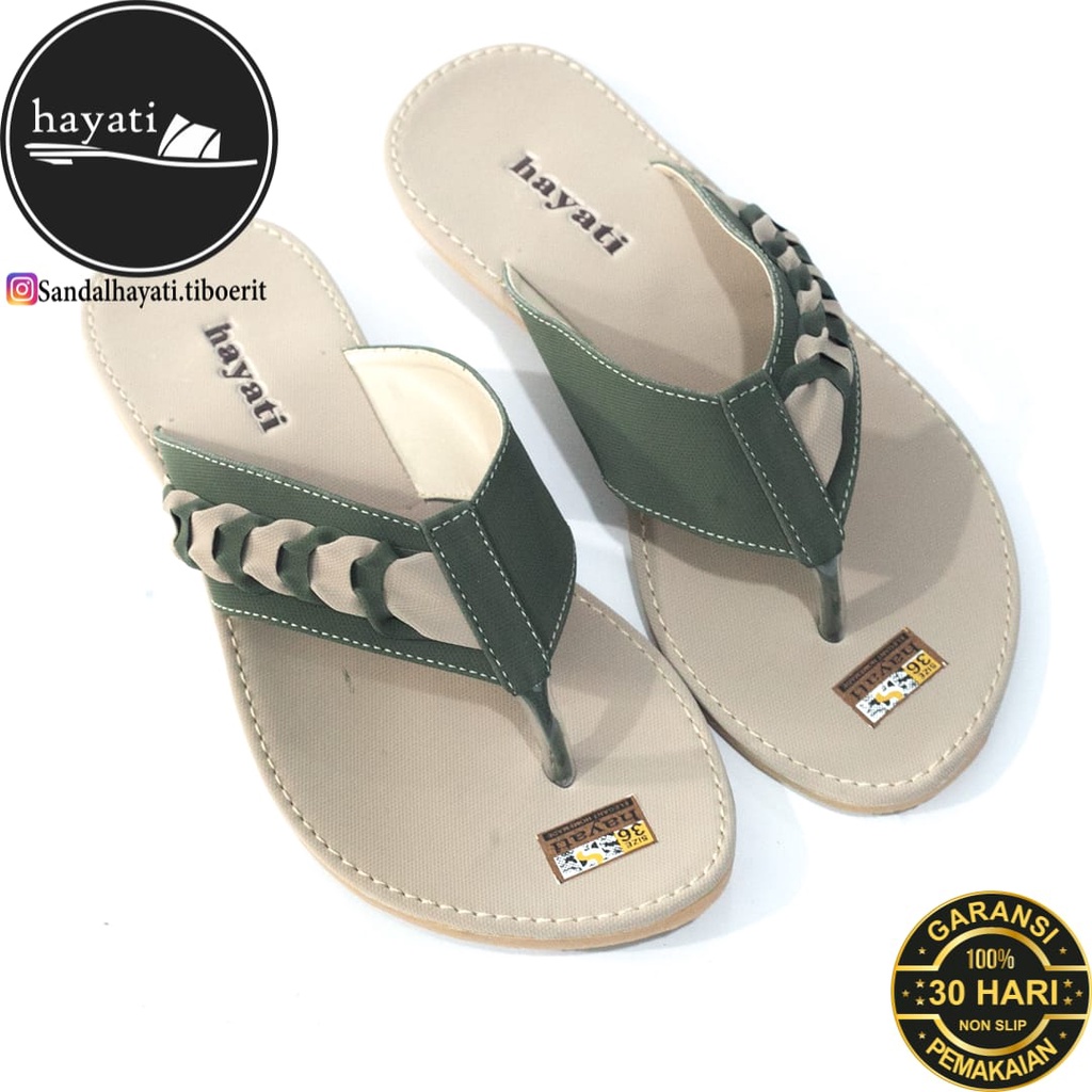 Sandal wanitan hayati gratis ongkir terbaru anti slip produk tasik dengan sol karet mentah termurah