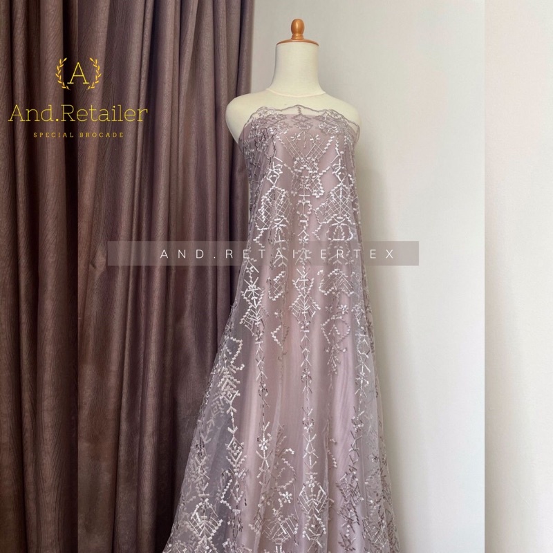 Bahan Kebaya Premium Etnic Tile Bordir Aphrodite warna Coksu Design by Sapto