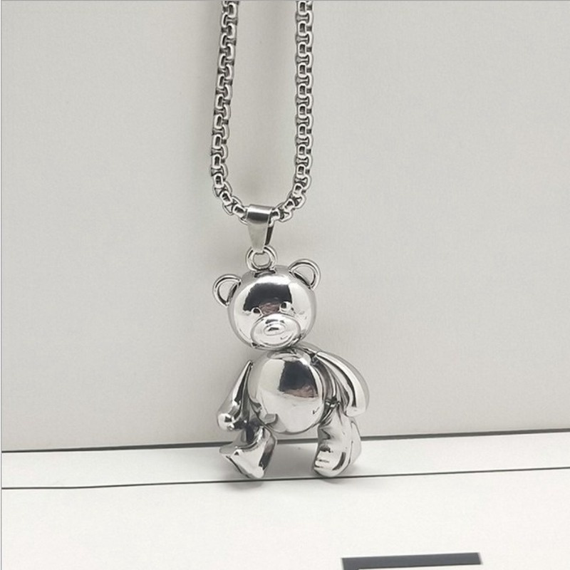 Trendy Hip Hop European and American Street Bear Pendant Soil Cool Jumping Di Accessories Necklace  210818