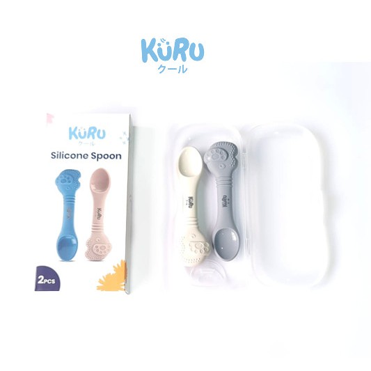 KURU Baby Silicone Spoon Set isi 2 | Sendok Makan Silicone Bayi - SS1