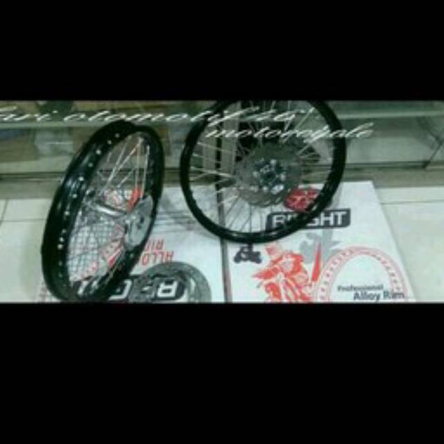 sepaket velg jari jari for ninja 150 r/rr dangan tromol becak