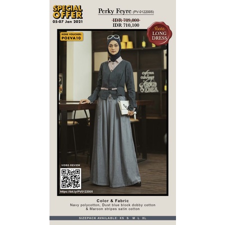 Poeva PV-0122005 Camaraderie Gamis Long Dress By Tuneeca Diskon Sale Promo