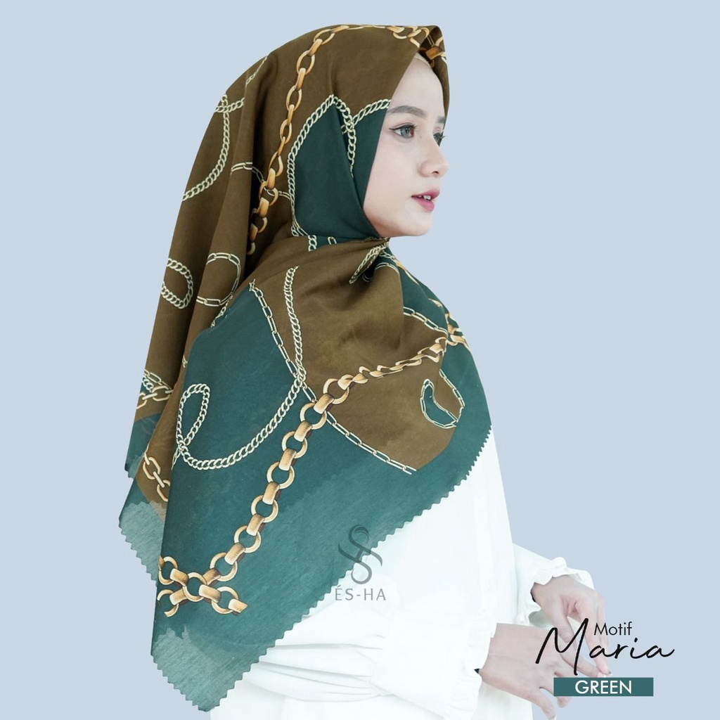 COD PROMO DENAY KW HIJAB SEGIEMPAT VOAL MOTIF / JILBAB DEENAY KW MOTIF TERMURAH-MARIA GREEN