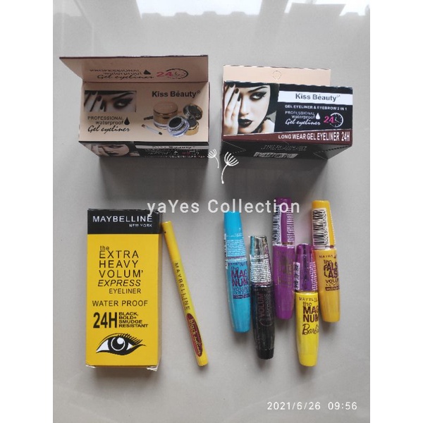 Maskara Eyeliner Eyebrow 2 in 1 pen Maybelline mebeline maybelin 2in1 magnum