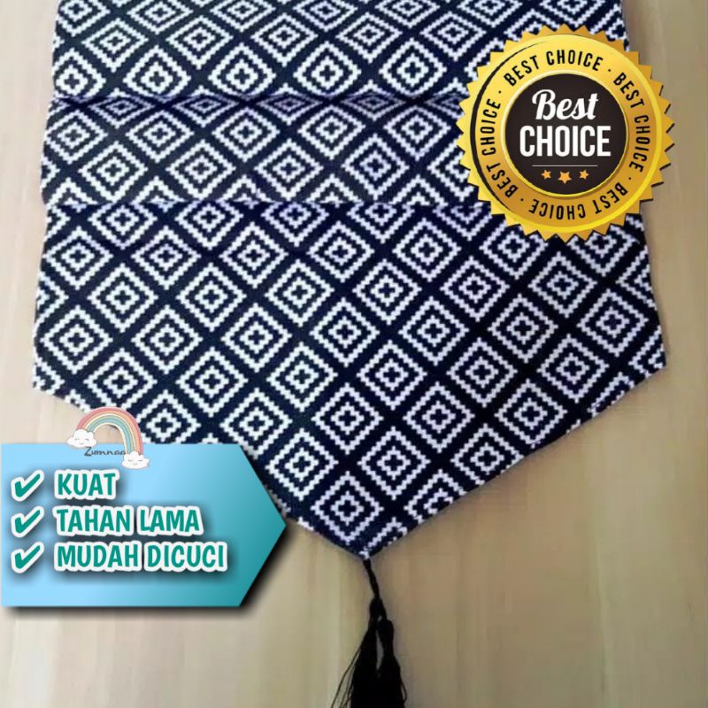 TAPLAK MEJA MAKAN TABLE RUNNER TAMU SET MEJA MAKAN PANJANG KAIN KANVAS MOTIF MINIMALIS HITAM