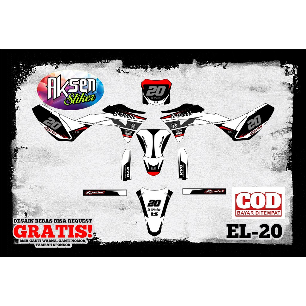 Decal KLX Gordon Desain Baru Terbaru 2021 Termurah Terbaru Custom Keren Terlaris Motor Dekal Stiker