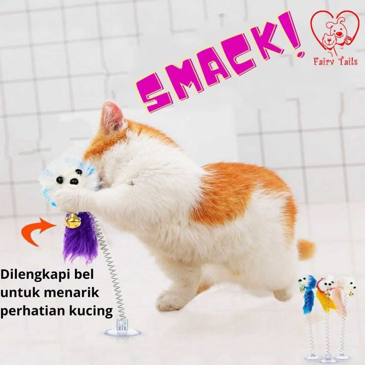 Mainan Kucing Interaktif Bentuk Tikus dengan Per dan Sucker | Interactive Cat Toy with Spring and Sucker