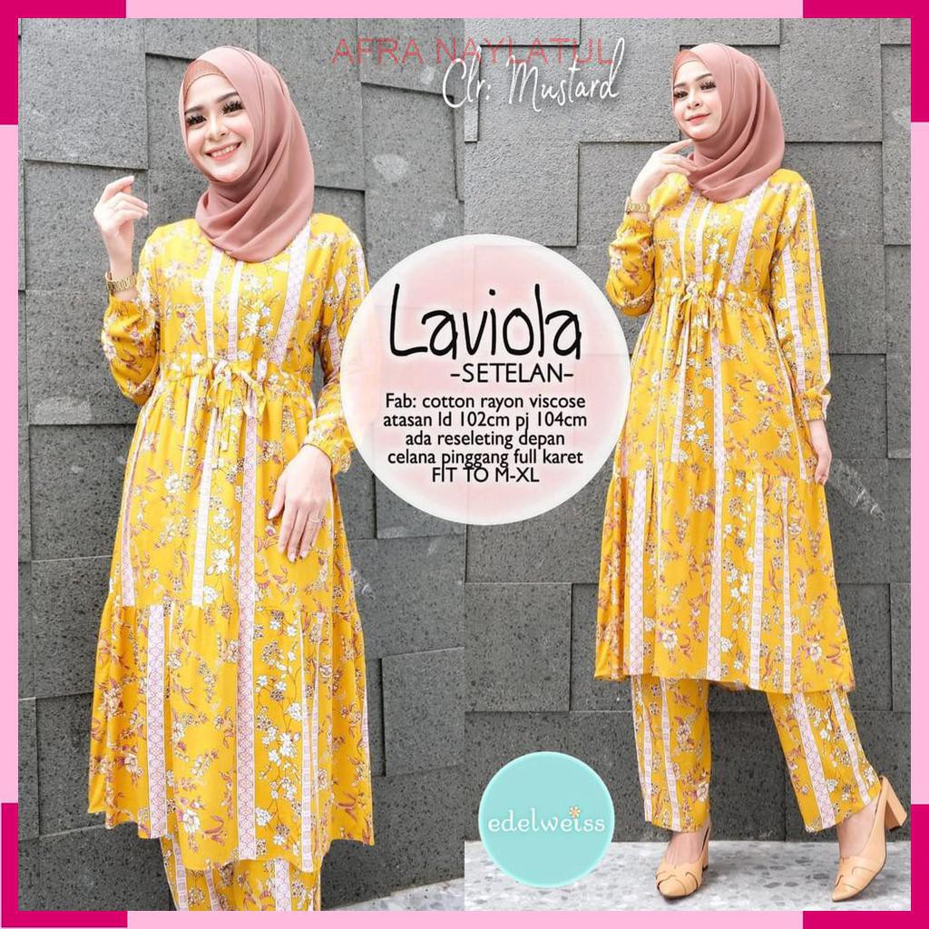 BAJU SETELAN WANITA SETELAN BAJU WANITA MUSLIM PAKAIAN SETELAN WANITA MUSLIM LAVIOLA SET BY EDELWEIS