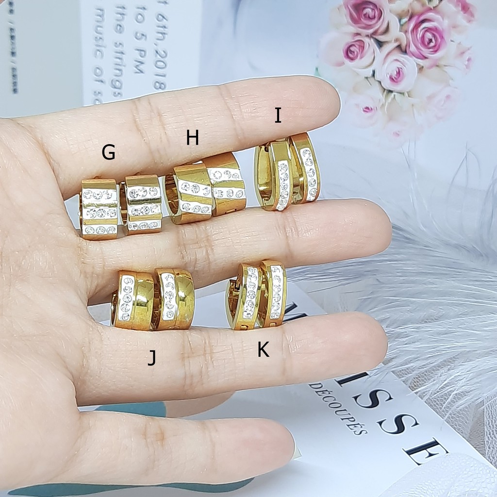 Anting Titanium Gipsy Bulat Polos Simple Giwang Bulat Love Silver Gold - BE377