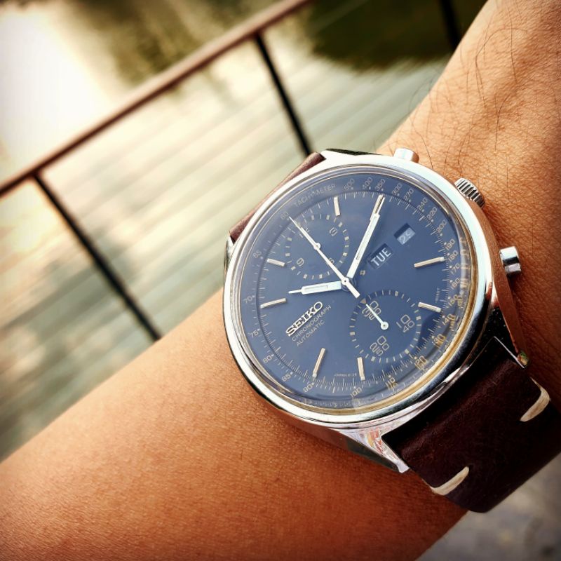 Original Vintage 70s Seiko black Panda 6138-8020 automatic Chronograph unpolished