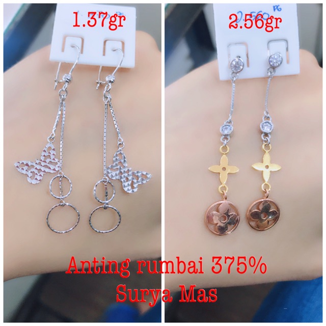 Anting panjang emas 375%