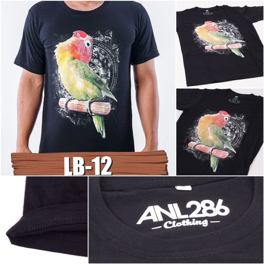 Kaos Cowok Distro Premium original Baju Gambar burung Lovebird Ngekek Pastel Kuning Kicau Mania