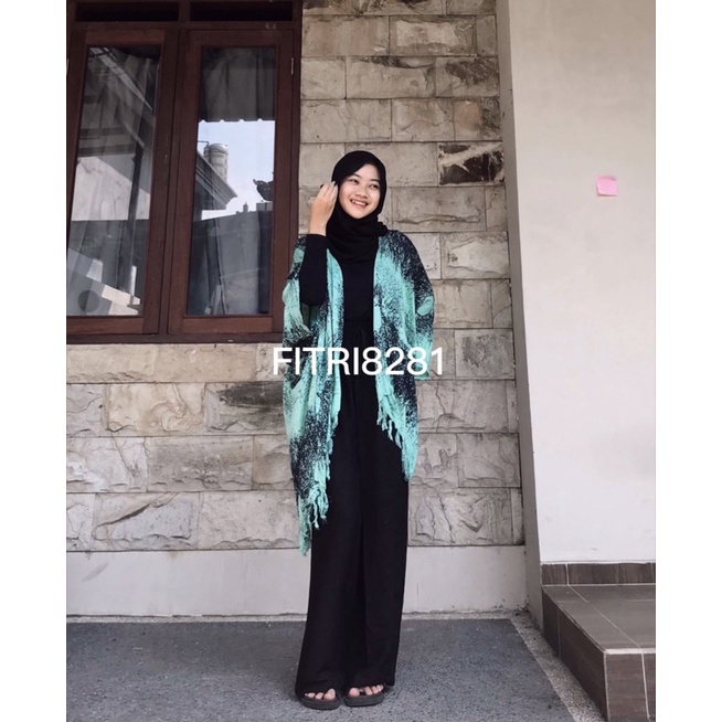 setelan OUTER AKAR&CELANA KULOT POLOS UKURAN ALL SIZE-XXXL-Tosca celana hitam