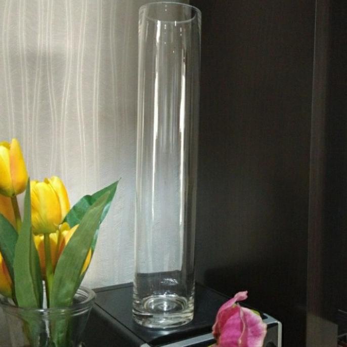 vas bunga kaca bening tinggi 30 cm