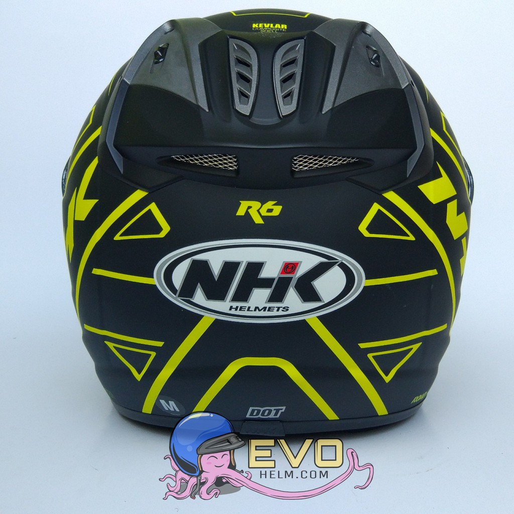 NHK R6 AIRFIT-R GRAPHIC Half Face - Single Visor BLACK DOFF   - YELLOW