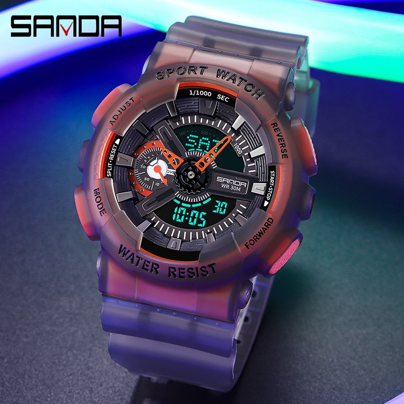 SANDA 3029 Jam Tangan Pria Digital Analog Tali Rubber Shockproof Anti Air WATCHKITE WKOS