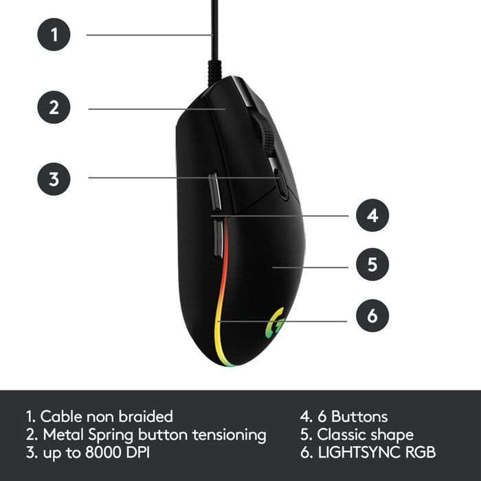 Logitech Mouse Gaming G102 LIGHTSYNC V2 ORI RESMI 100%