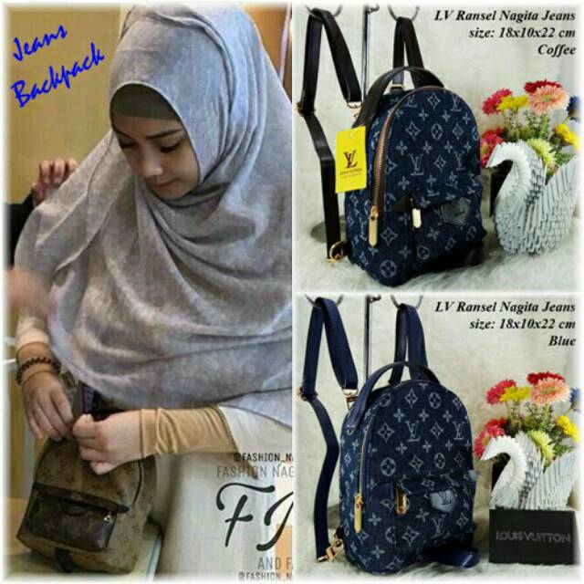 LV RANSEL MINI JEANS NAGITA CANTIK GROSIR SUPPLIER TAS WANITA CEWEK FASHION IMPORT BATAM TERMURAH