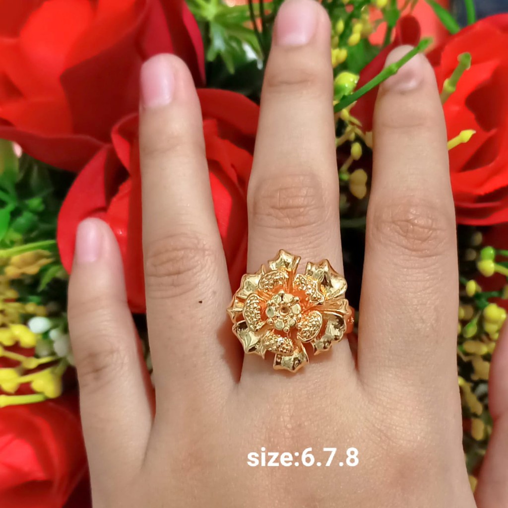 Cincin Dewasa Dubai Polos Perhiasan Wanita Gold dan Silver limited edition (COD)
