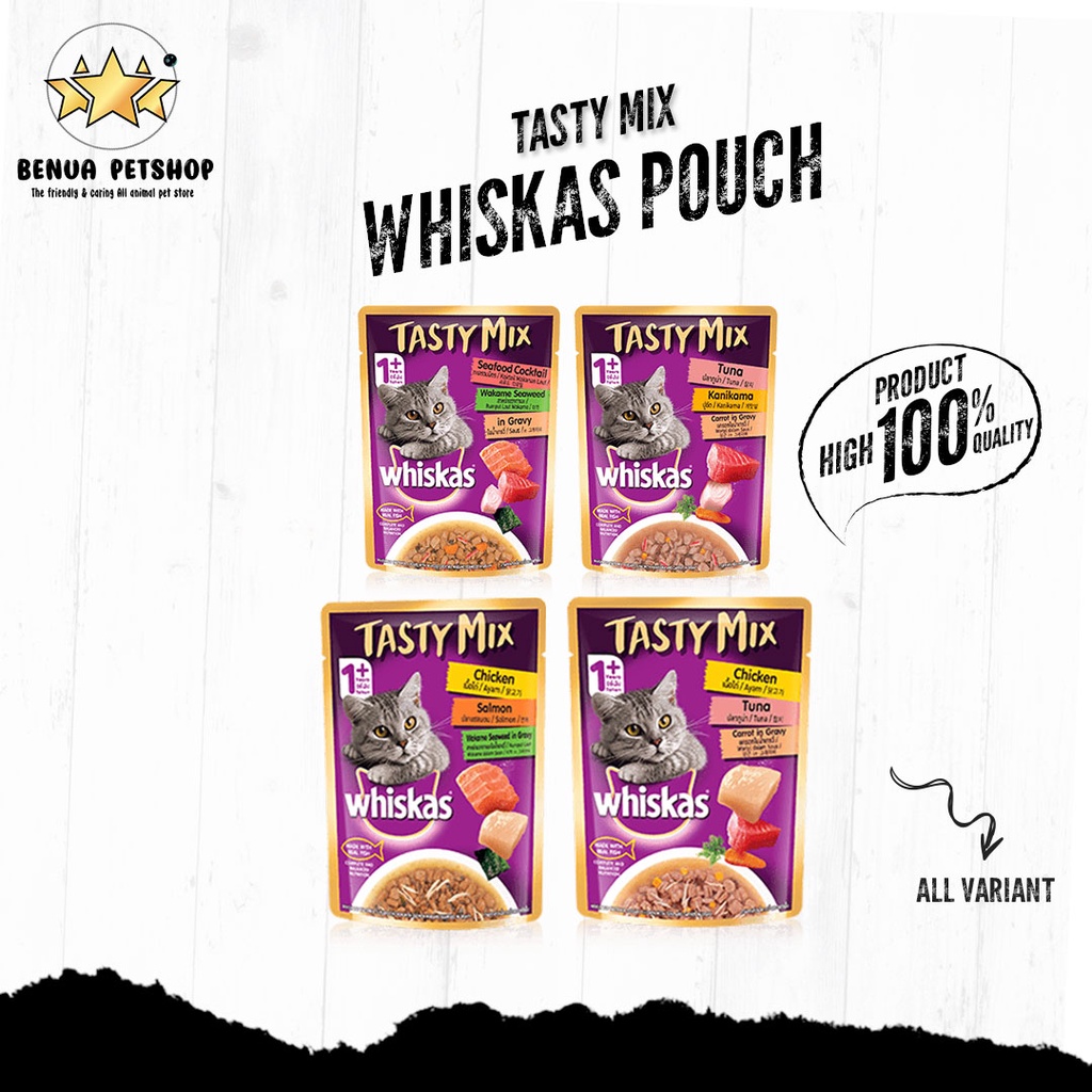 Makanan Kucing Basah WHISKAS pouch TASTY MIX 70g All Variant