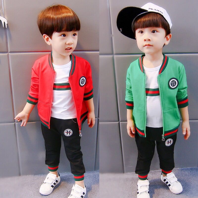 SSL33-Setelan Set 3in1 Anak Laki Laki Tshirt+Celana+Jaket Garis