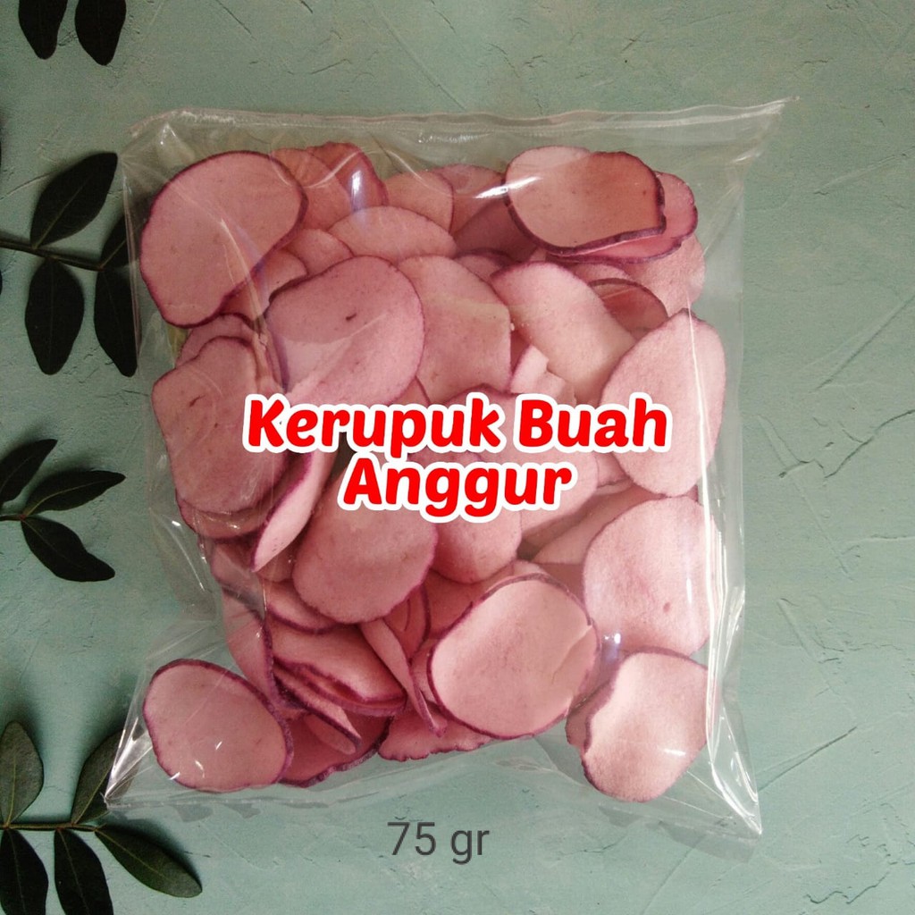 

Kerupuk Buah Anggur Telo Ketela / Kerupuk Siap Makan Teman Makan Enak Cemilan Nikmat Kemasan 75gr