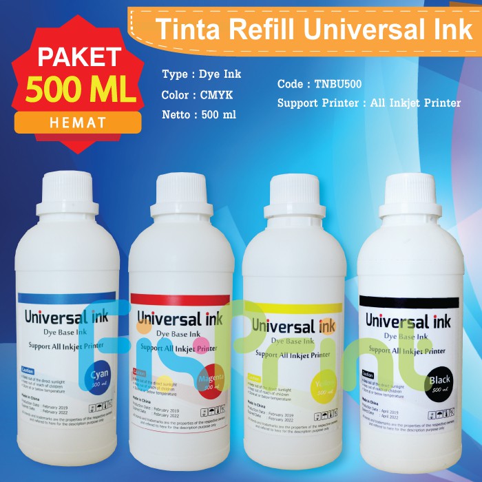 Paket Tinta Printer 500ml CMYK Refill Cartridge Canon 810 811 745 746 HP 802 678 680 Epson Brother