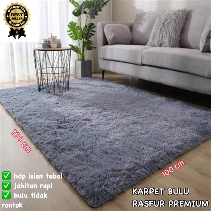 KARPET BULU RASFUR PREMIUM TEBAL 5,5CM (160 X 100) LEBIH PANJANG &amp; TEBAL / KARPET RASFUR BULAT D100