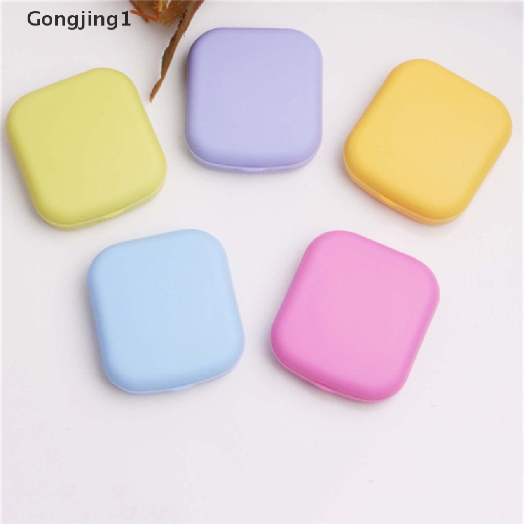 Gongjing1 Case Holder Lensa Kontak Mini Ukuran Saku Dengan Cermin Untuk Travel