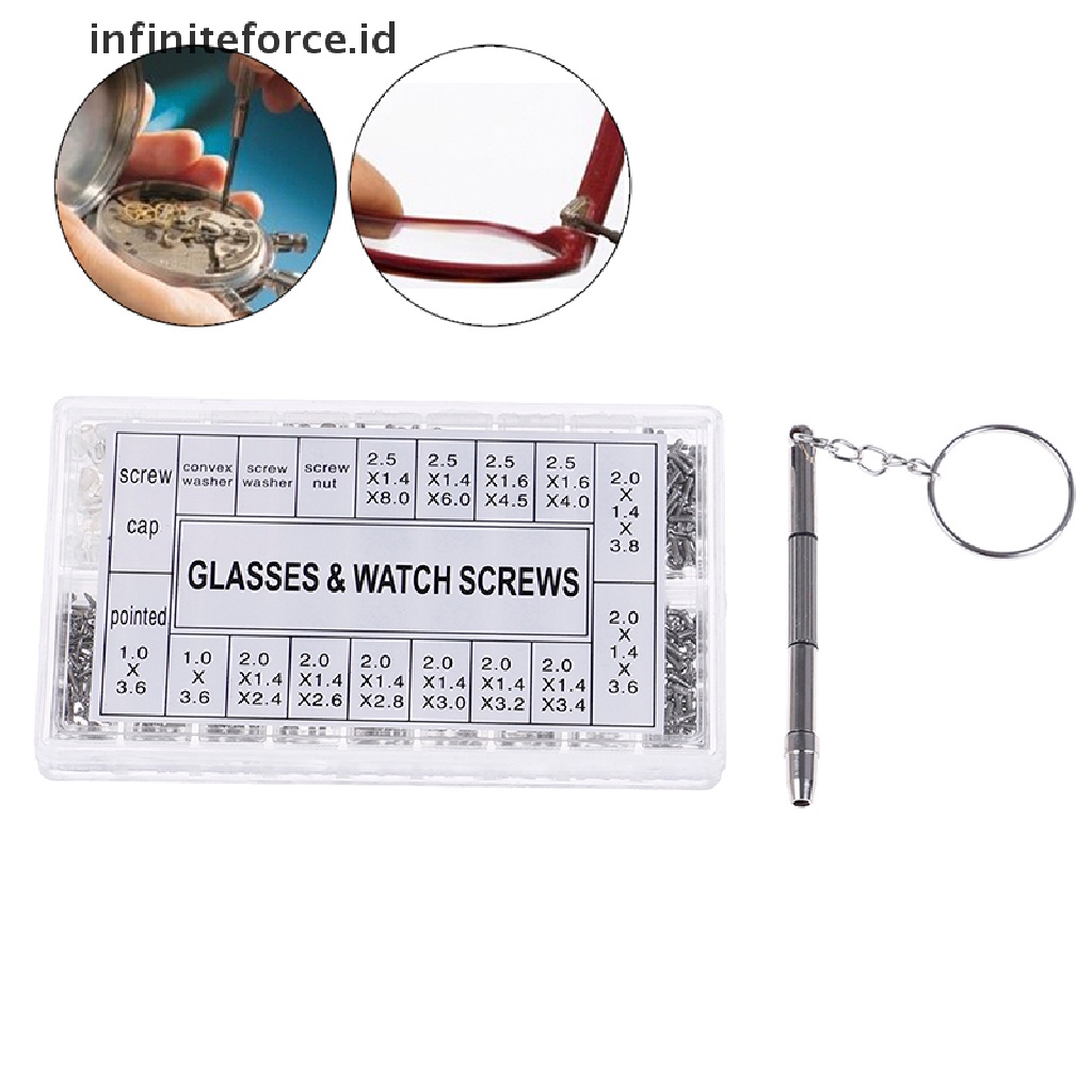 (Infiniteforce.Id) 1000pcs / Set Sekrup + Mur + Baut Untuk Reparasi Kacamata