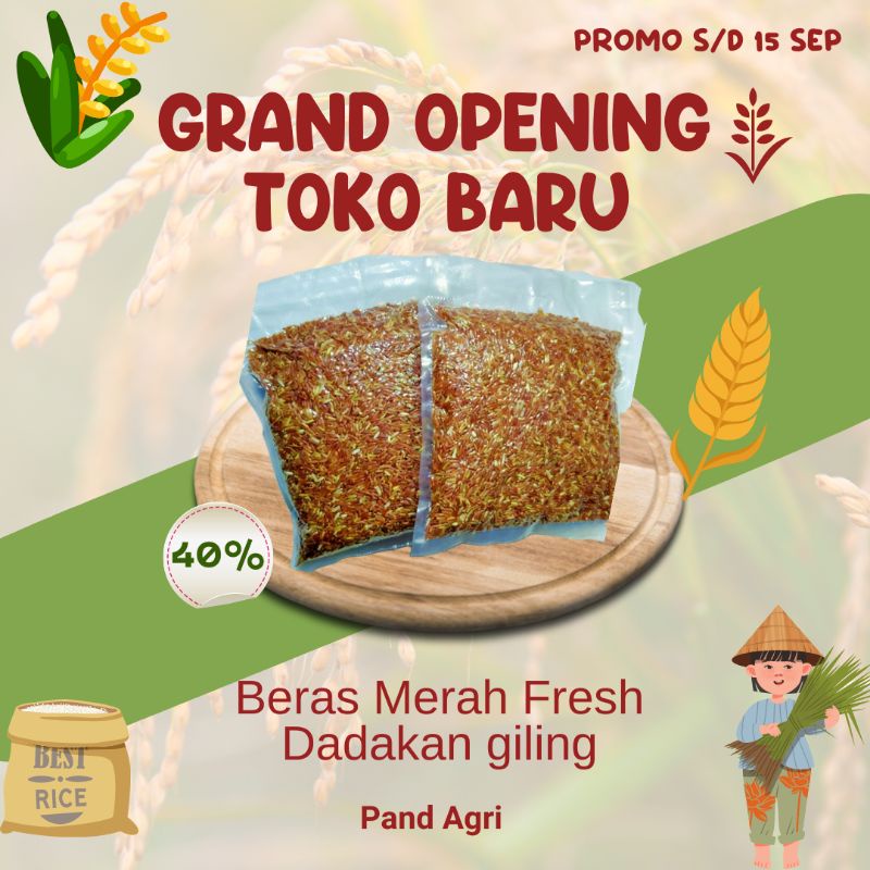 

Beras merah fresh giling dadakan, untuk diet rendah gula, kemasan vacum nylon