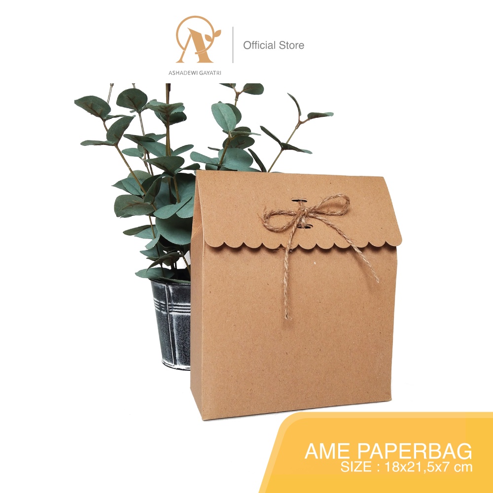 

Ashadewi Gayatri - Ame Paperbag : Medium 18x21,5x7 cm / Paperbag Rakit / Paperbag Tali Rami / Goodie Bag / Brown Kraft