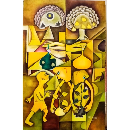 Lukisan cat minyak di kanvas