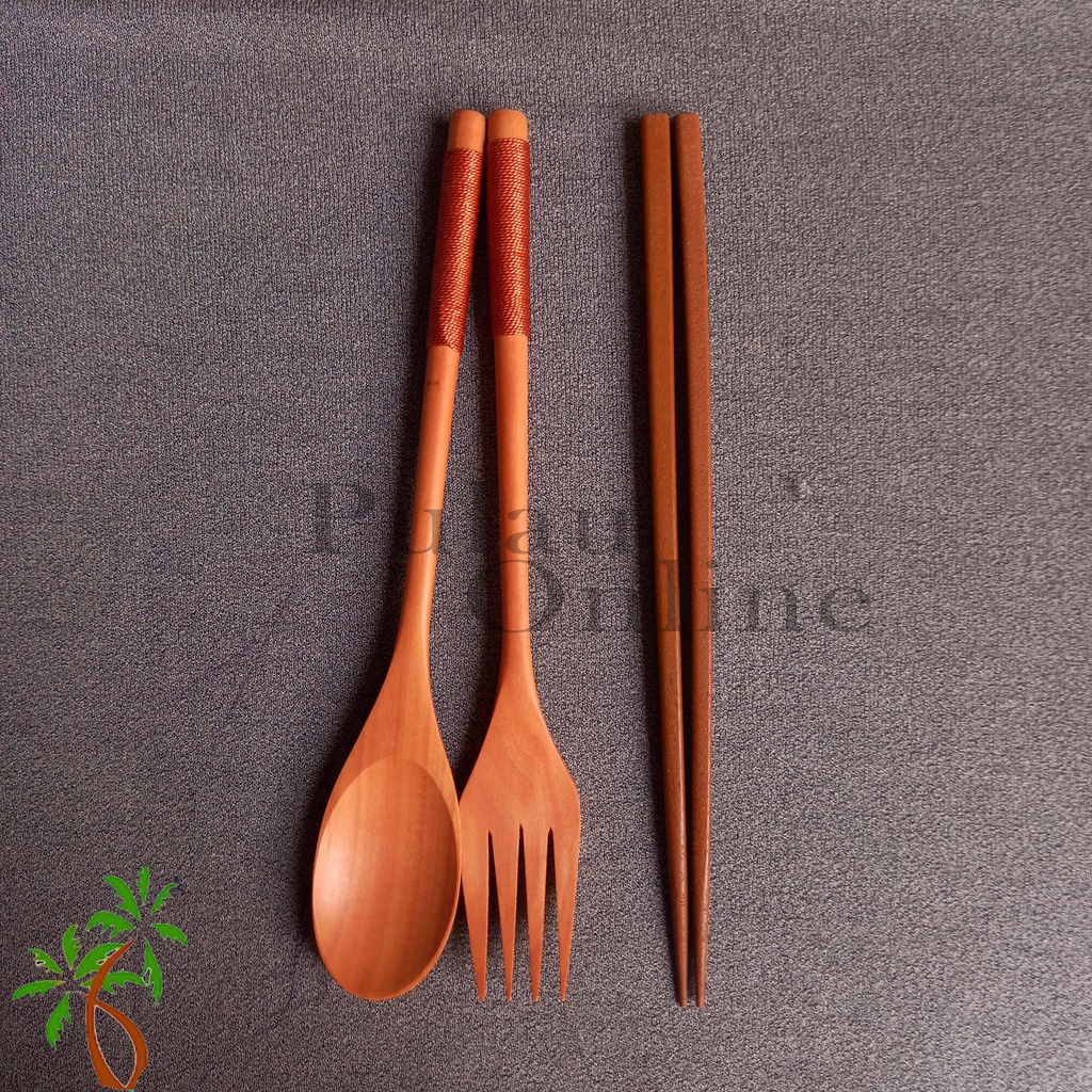 Sendok Sumpit Kayu Korea / Sujeo Set / Long Spoon Wooden Cutlery