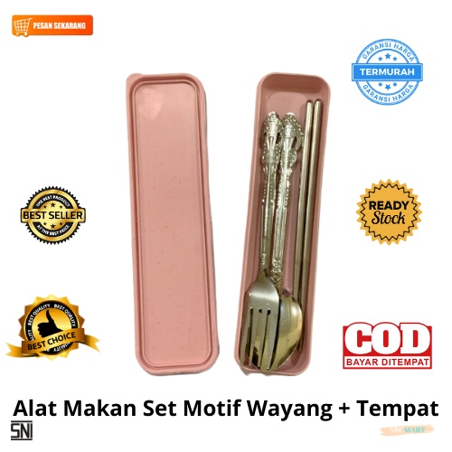 [BISA COD] PROMO Alat Makan Stainless Set Motif Wayang BONUS Tempat Penyimpan Set Alat Makan Sendok Wayang Garpu Wayang Sumpit Murah Terjangkau