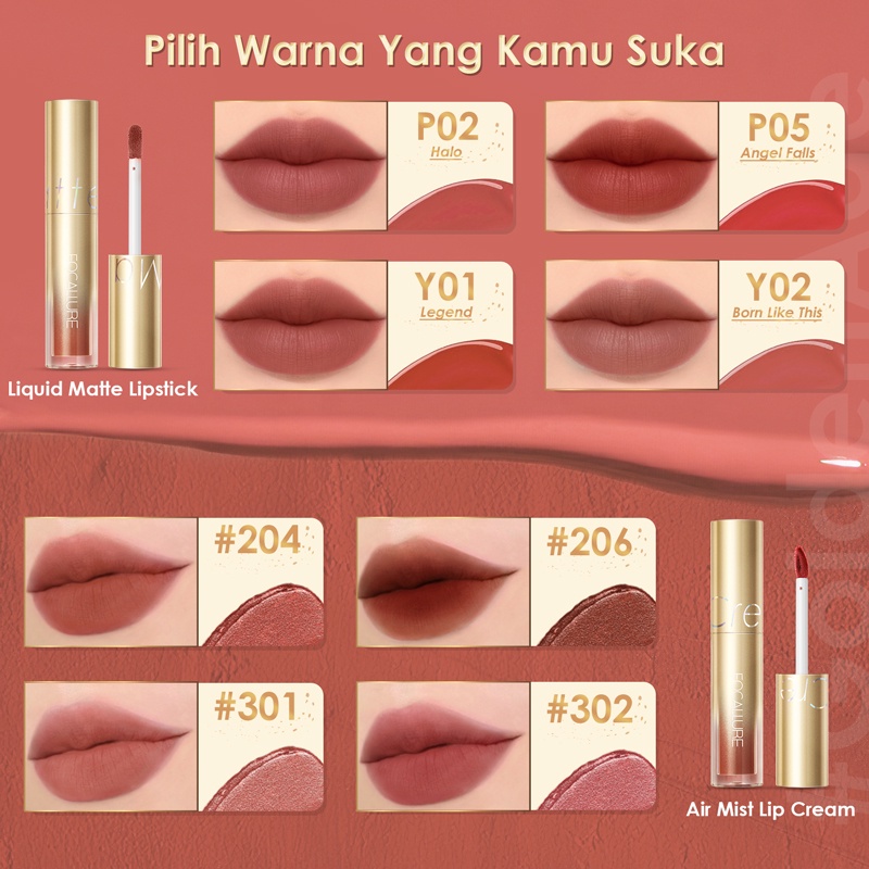 FOCALLURE Waterproof Matte Lipstick &amp; Velvet Air Mist Long-lasting Lip Cream FA245 FA344