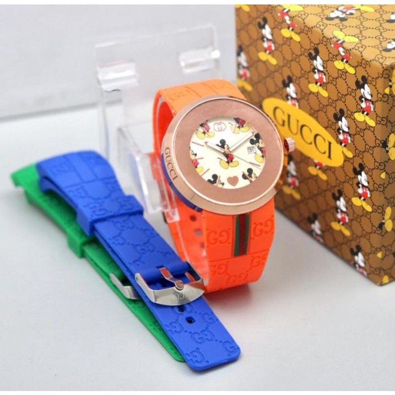 Jam Tangan Pria Wanita Rubber Strap Cadangan Box dan Baterai Cadangan Rubber