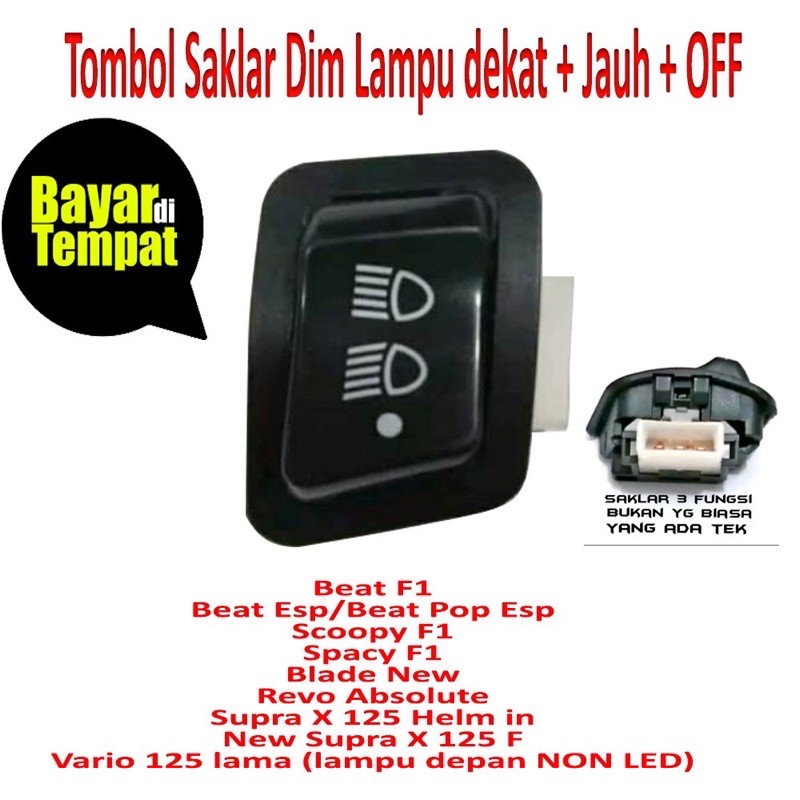 PROMO Tombol Saklar Dim On Off 3 Dim Tec Revo Beat FI Vario 125 Blade New