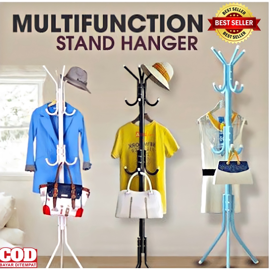 ( BISA COD ) PROMO STAND HANGER GANTUNGAN BAJU BERDIRI / GANTUNGAN BAJU COAT RACK BERDIRI STANDING TAS DAN TOPI MULTIFUNGSI