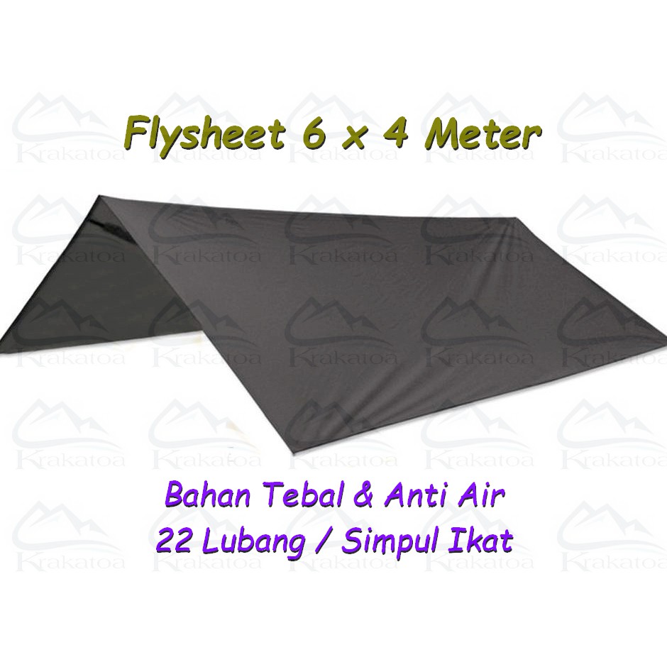 【Warna ~ COD】 Flysheet 6x4 Meter Waterproof 24 Lubang Lobang` Tenda Anti Air 4x6 m` 6*4 Bivak 4*6