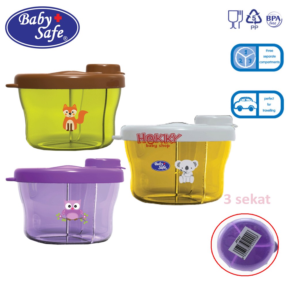 Baby Safe Milk Powder Container Tempat Simpan Susu Bubuk 3 sekat