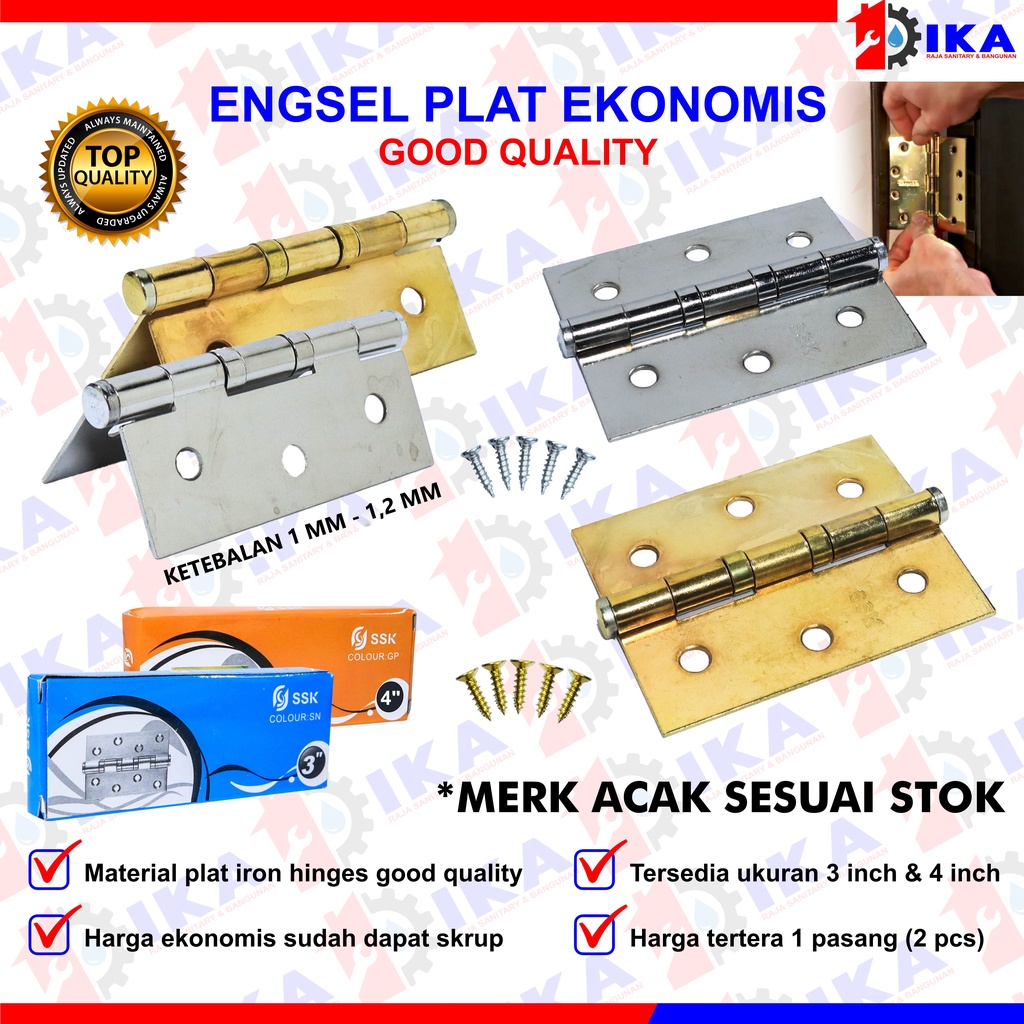 Engsel Plat Engsel Plat Jendela Engsel Pintu Engsel jendela  3&quot; 4'' inch tebal 1,3 mm baja tahan karat 3&quot; inch x 2,5 &quot; 4 &quot; inch x 2,5&quot; inchi 6,2 cm x 9,5 cm  inchi 6,2 cm x7,5 cm