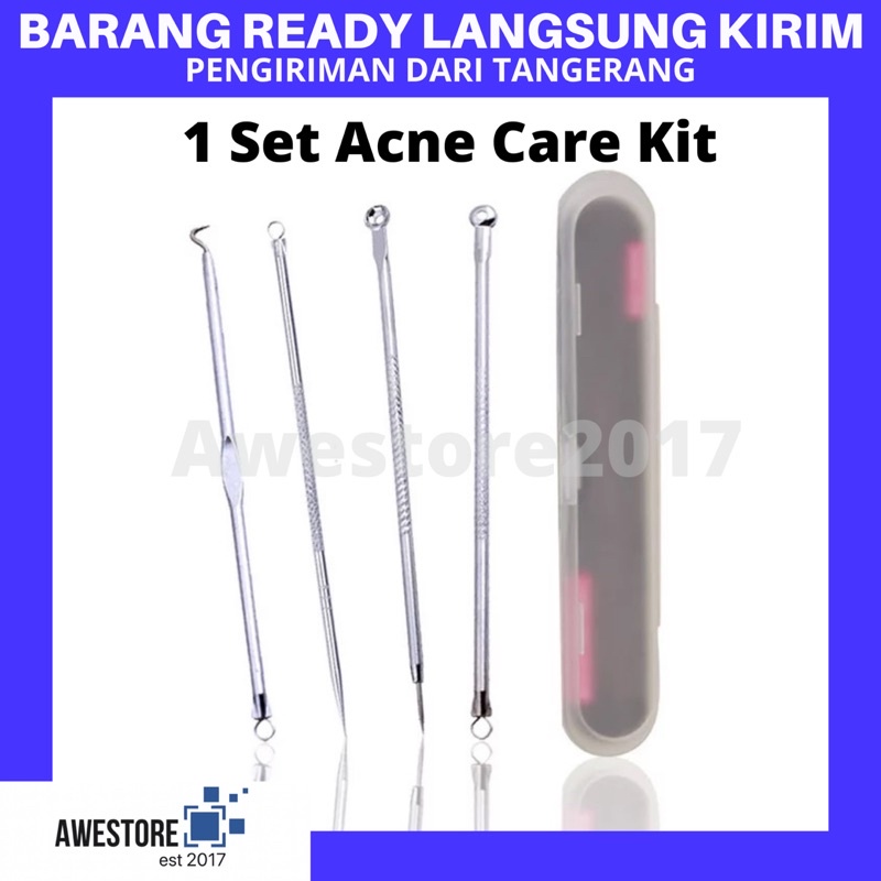 1 SET 4PCS Alat Pembersih Komedo Pemencet Jerawat Acne Facial Care Kit