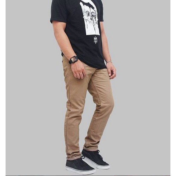 Celana Panjang Chino Bahan Adem Nyaman Cocok Buat Musim Dingin GAYA COWOK POLO KASUAL Size Abu Khaki